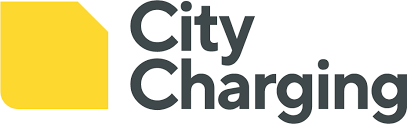 Logo City Charging - Een geel vlak met daarnaast City Charging geschreven